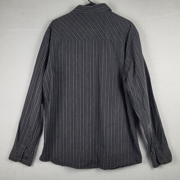 Y2K Southpole Men's XXL Applique Button Down Black White Pinstripe Streetwear - Picture 8 of 8